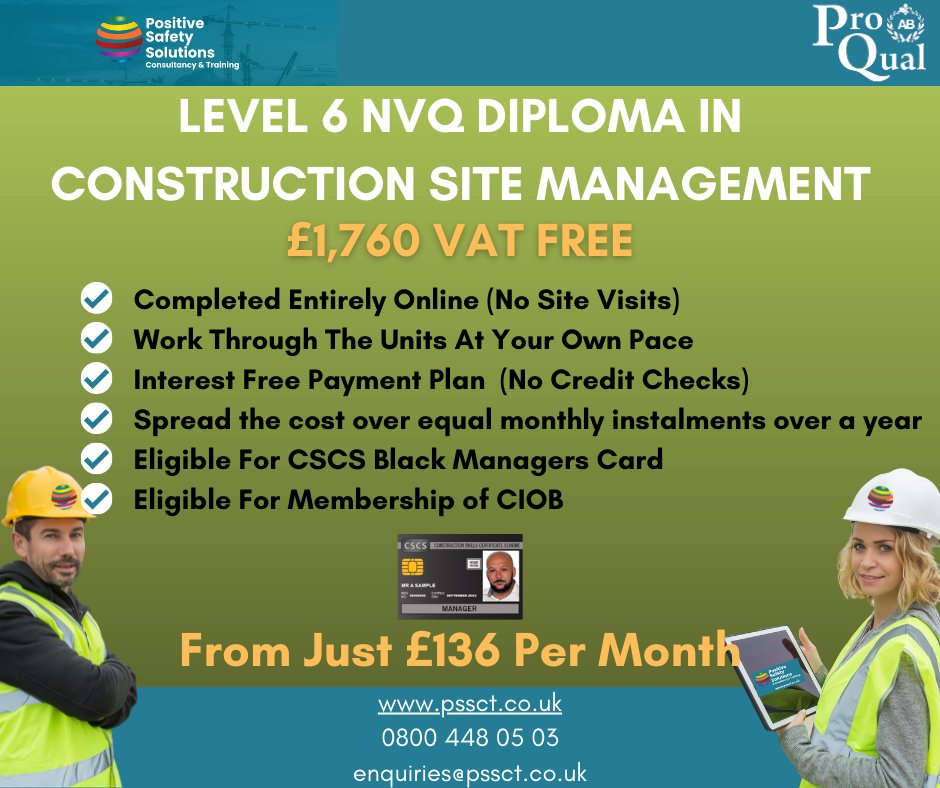 Construction Professionals. 
Need your Black CSCS Managers Card?
The Level 6 Diploma in Construction Site Management provides a nationally recognised qualification 
Get in touch today for more information