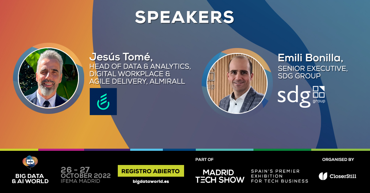 MadridTechShow's tweet image. 📢Speakers! Contamos con la participación de Jesús Tomé, de Almirall, y Emili Bonilla, de @sdggroupspain, en #BDAIWMadrid.

📍BI &amp;amp; Analytics Theatre
📅 27 /10/ 2022
⌚️12:50 - 13:10
💬 Sesión: Nuevas capacidades de Data &amp;amp; Analytics en Almirall: de la ingesta de datos al insight.