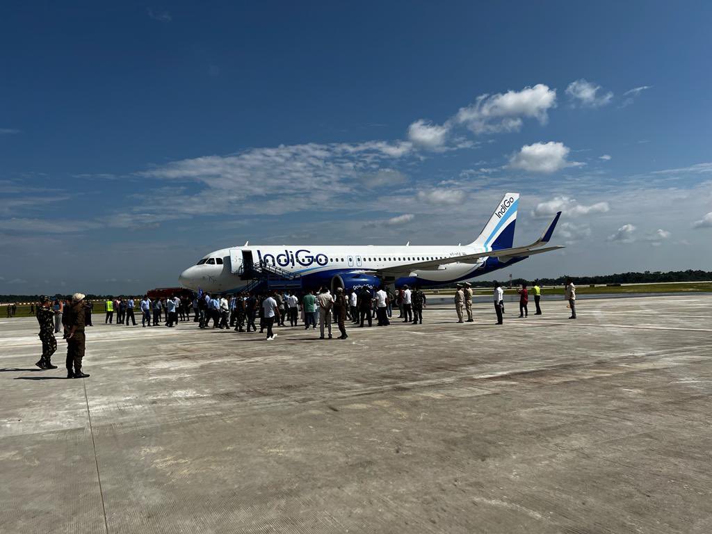 PemaKhanduBJP's tweet photo. Glad to share @IndiGo6E flight made a successful test landing at Donyi Polo airport, Itanagar today. 

A milestone moment as we're making every possible effort to ensure ease of travel in our state. Gratitude to all for contributing their bit to improve people's ease of life! https://t.co/NTGjecPpUB