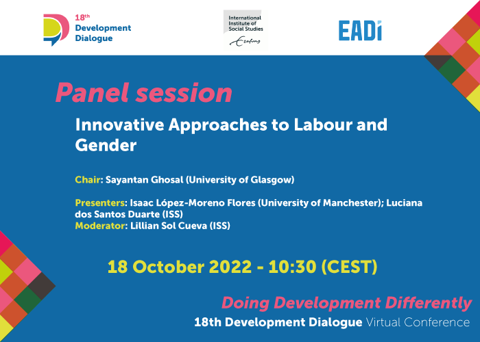 18thDD's tweet photo. Panel preview: Starting in 2 hours, "Innovative approaches to labour and gender" chaired by Prof. Sayantan Ghosal @SayantanGhosal5, presenters: Isaac López-Moreno Flores &amp; Luciana dos Santos Duarte.  
Join at https://t.co/OmATDirOdt https://t.co/OtJelDg0yN