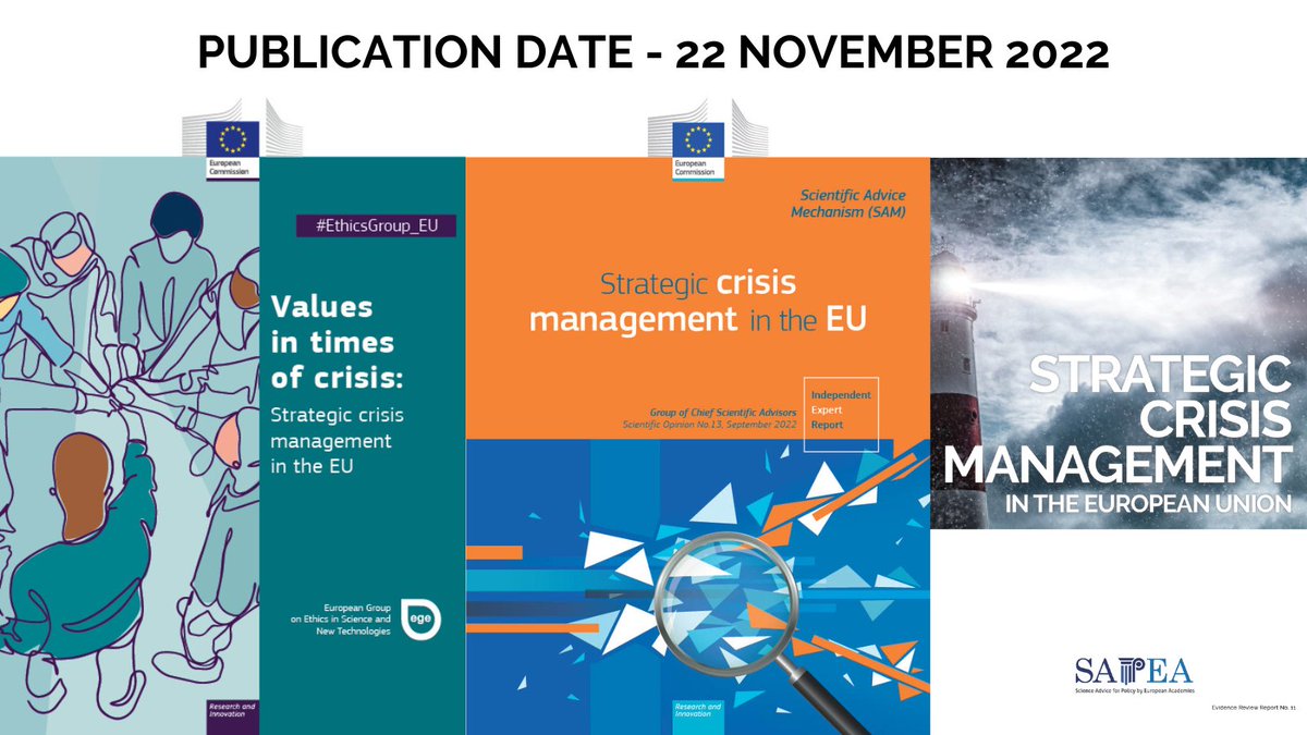 Our upcoming report tackles the question: 🇪🇺Based on a broad and multidisciplinary understanding, how can the EU improve its strategic crisis management? It will be published in November alongside the #SAMGroup_EU report and #EthicsGroup_EU statement. #scienceadvice