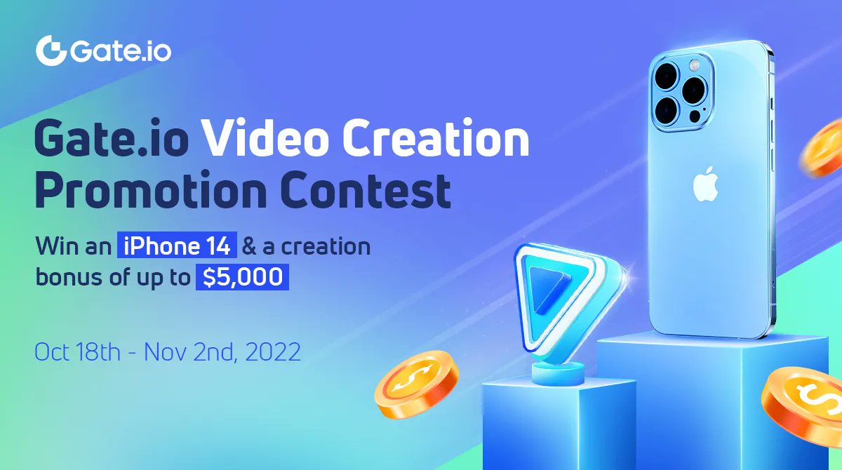 Gate's tweet photo. 👏https://t.co/8kWqgDWNXb Video Creation Promotion Contest🎁
🥇Win an iPhone 14 & a creation bonus of up to $5,000
⏰Duration: Oct 18th - Nov 2nd, 2022
➡️Details: https://t.co/lFXZhTtd7q
➡️Join Now: https://t.co/I185fNe9qX
#Gateio #GateInfluencers #KOL #airdrop #Gateio https://t.co/s343gYOQS4