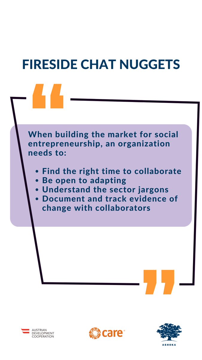 AshokaAfrica's tweet photo. A fireside chat on Building the Market and Sector for Social Entrepreneurship and Social Innovation in East Africa

#ecosystemcollaboration 
#CARE
#INGOpartnerships
#Everyoneachangemaker
#Changemaking https://t.co/HR3lWKeXb4