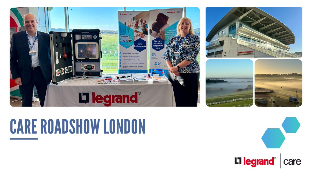 LegrandCare's tweet photo. Our Business Development Managers, Philip and Fiona, are at Care Roadshow London, Epsom Downs today; if you would like to chat about #NurseCallSolutions, make sure you visit them at the Legrand Care booth.
@careroadshows
#careroadshows
#Wireless #CareEnvironments https://t.co/WC7bkIb7wl