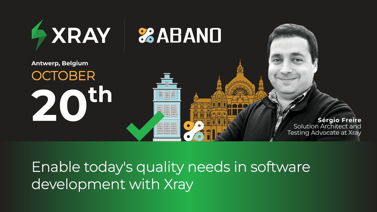 XrayApp's tweet photo. Next stop: Antwerp ✈️ Join the #XrayApp team on October 20th at this in-person event hosted by our partner @Abano_social and get insights from experts on how the ecosystem of @Atlassian can support you with rapidly changing demands. Register for free: https://t.co/Nz3VSOAPY4 https://t.co/O9w5UljjTe