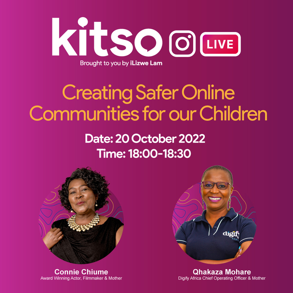DigifyAfrica's tweet photo. Join our IG Live conversation with Mam @ConnieChiume & @Qhakaza Mohare as they look at how educators and parents can play a more active role in protecting their children online.
Follow us on Instagram to be part of the conversation: https://t.co/bpIX6vQ6FN
#InternetSafety #Kitso https://t.co/cGpaPlXz0Z
