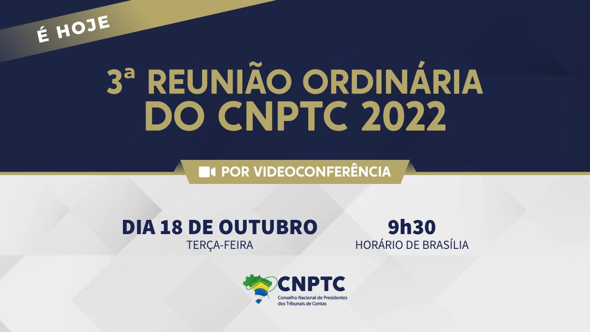 cnptc's tweet photo. O Conselho Nacional de Presidentes dos Tribunais de Contas (CNPTC) realiza hoje, 18/10, às 9h30 (horário de Brasília), a 3ª Reunião Ordinária de 2022. O encontro acontecerá por videoconferência. https://t.co/F9CttUYm0l