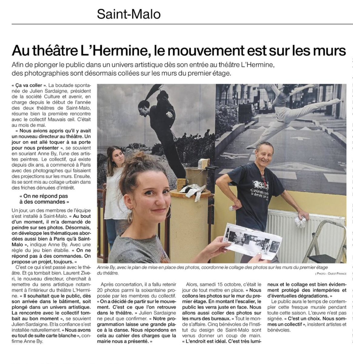 L’art en mouvement au Théâtre L’Hermine !
Les murs sont une autre scène d’expression au Théâtre.
Bravo aux artistes du Collectif Mauvais Oeil