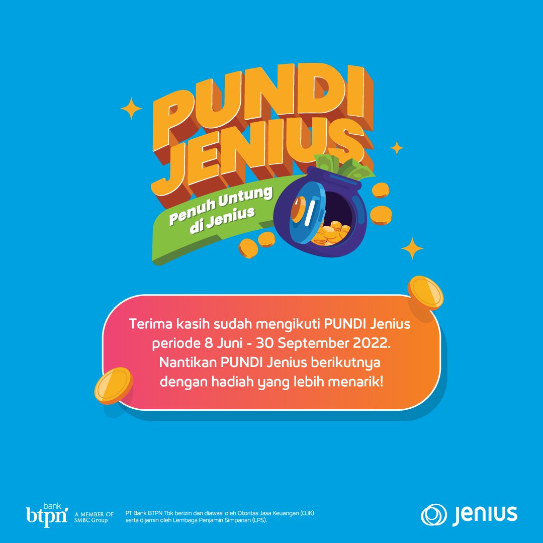 JeniusConnect's tweet photo. Kepada para pemenang, selamat! Terima kasih atas partisipasi dan antusiasme seluruh teman Jenius untuk #PUNDIJenius ya!

Sampai jumpa di #PUNDIJenius berikutnya! https://t.co/eQQpgHaP4l