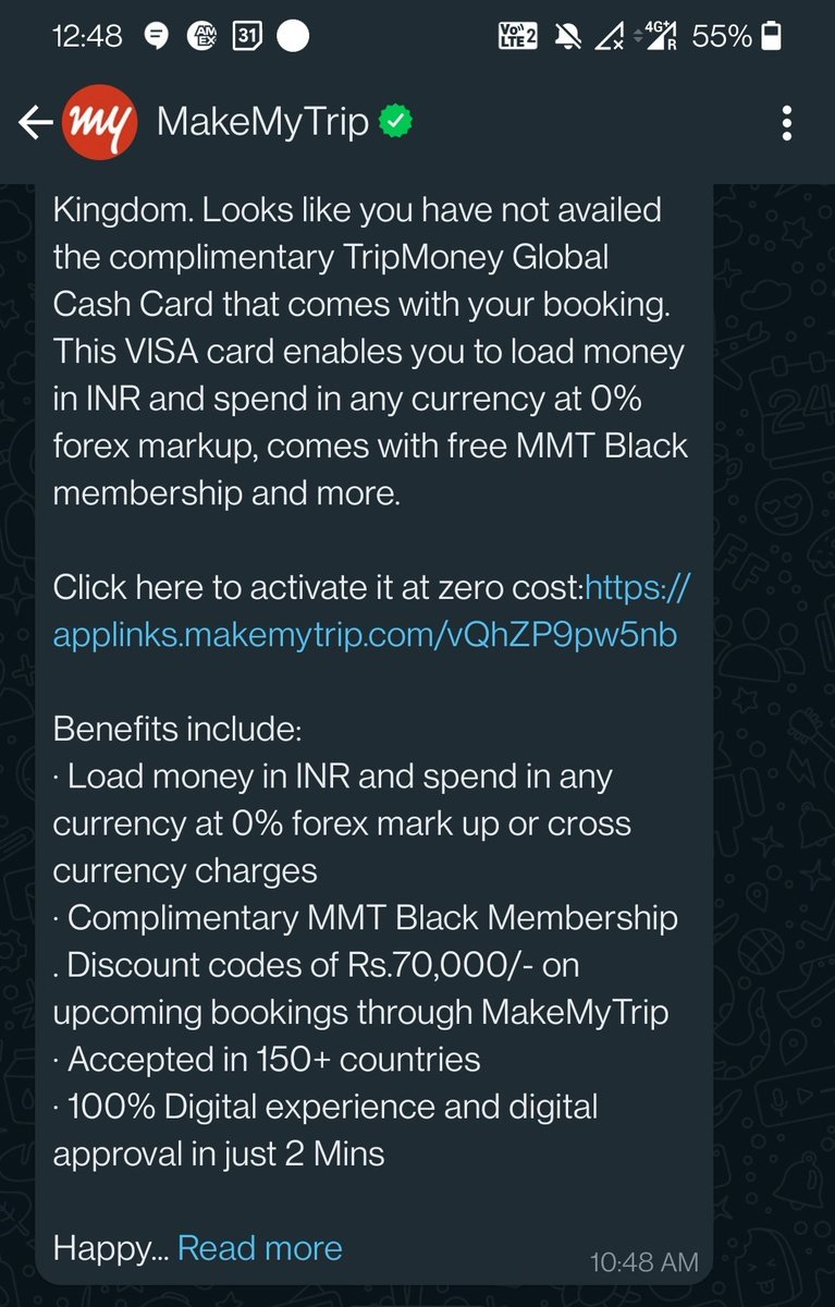 dfaujibrat's tweet photo. @makemytripcare : You asked me to sign up for @tripmoneymmt and promised MMT black membership along with Rs. 70k booking vouchers but now when I did sign up, I received nothing! None of your customer care support numbers are meant for this redressal! https://t.co/EvtwOfWtrf