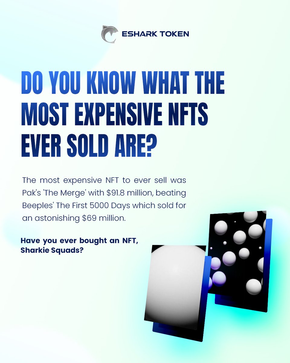 EsharkToken's tweet photo. For an individual, $91.8 million is a lot of money, and for many individuals, it's still a lot of money too. Do you have your own NFT to pride upon, Sharkie Squads?
#esharktoken #cryptoforgamers #eshk #nft #nfts https://t.co/3Bfw5X7Mvy