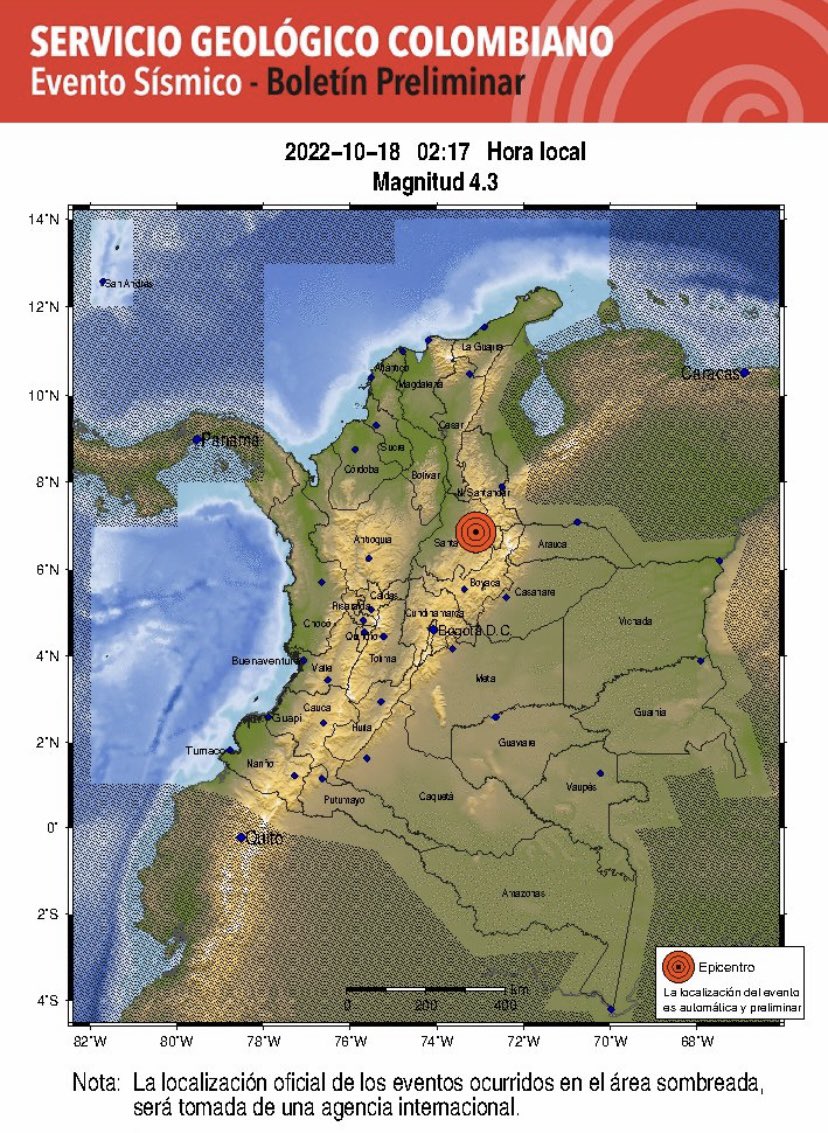 vanguardiacom's tweet photo. #Atención Este martes se registró fuerte sismo en #Santander. El reporte preliminar indica que fue de 4.3. 

Noticia en desarrollo… https://t.co/1vvBLDrSW1