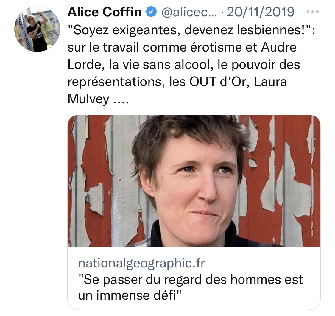 russtovski's tweet photo. @F_Desouche L’assassin serait une lesbienne pédophile tueuse d’enfants ?  Cela expliquerait le silence gêné de la "féministe" @alicecoffin ? https://t.co/4DvZ28i57I