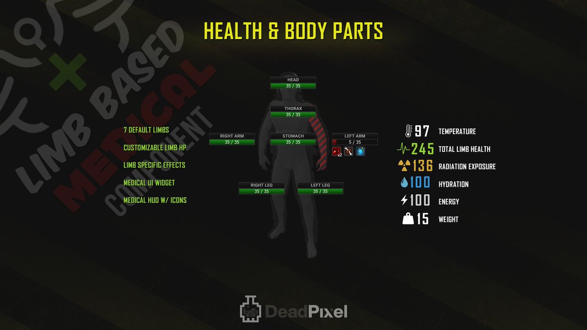 DeadPixel_Labs's tweet photo. 📢Limb Based Medical System - UI &amp; Effects Showcase @ 📺https://t.co/RGKfRj1JWC 

📂Download The Demo @ https://t.co/Lbxm7pTpFS
🗓️Coming Soon to the Unreal Marketplace!

 #gamedev #indiedev #indiegamedeveloper #UE4 #UE5 #UnrealEngine https://t.co/0W1RRtpE3j