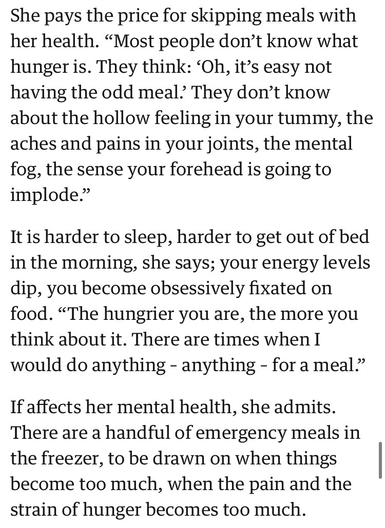 @patrickjbutler Thanks for reporting this Patrick, as with the many articles on these issues you’ve written. Reading Victoria’s words reduced me to tears this morning, despite having spoken to many mums who skip meals or ration their portion so their kids can eat. Hunger pains are visceral.
