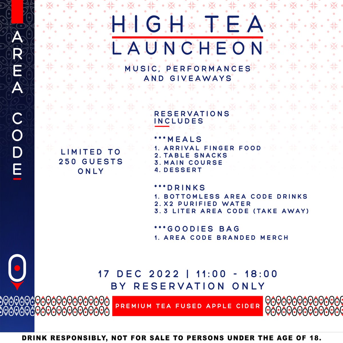 Breezy_Multi_M's tweet photo. Area Code High Tea Launcheon

Music | Performances | Giveaways

Limited To 250 Guests Only

#MTVHaveFaith | Stage 4 | MacG | Lindiwe | ThisIsNotAnExcuse | Girlfriend #Dischem | Alostro https://t.co/03JNqizAx5