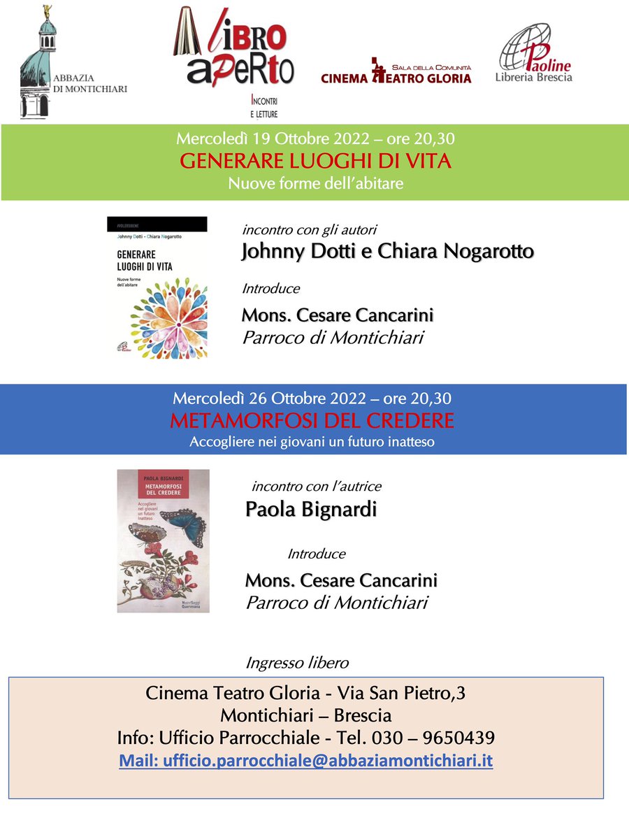 eone_abitare's tweet photo. Oggi e domani doppio appuntamento con l'abitare #generativo nel Bresciano 📖

📍 #Brescia #Montichiari 
@dottilombardia | @oilforbook | #Paoline | @EMI_libri https://t.co/NQehC6Enzm