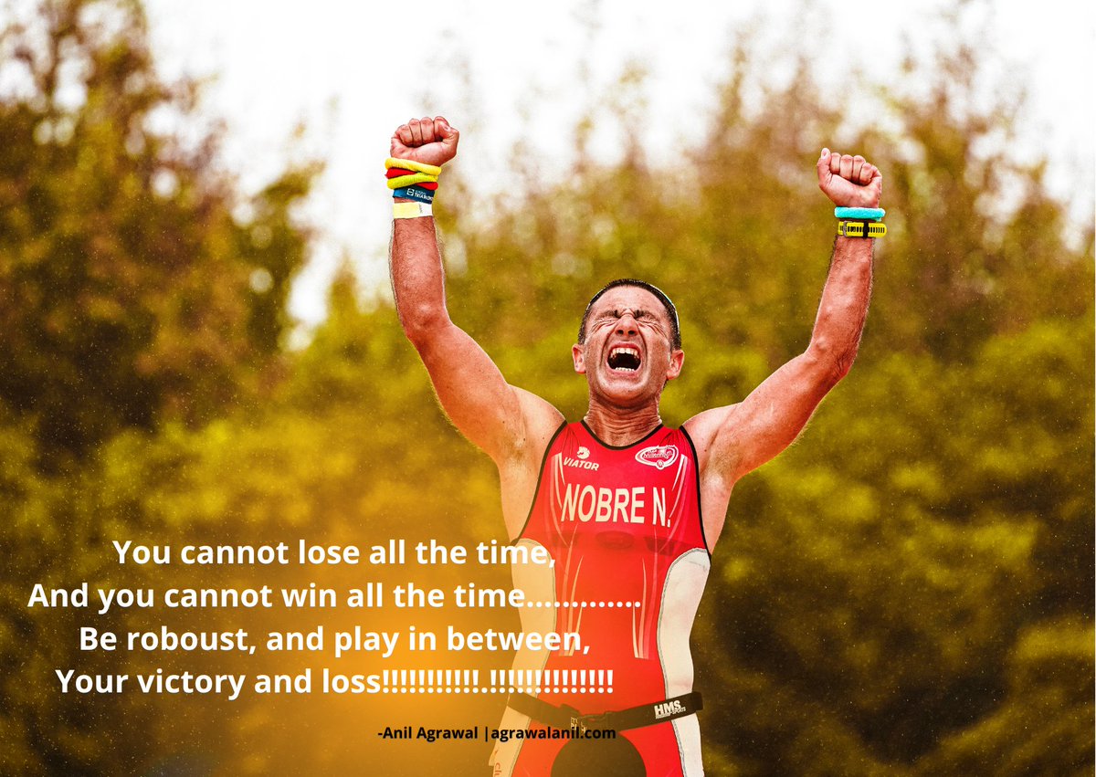 anil_agrawal0's tweet photo. You cannot #lose all the #time,
And you cannot #win all the #time.............
Be #roboust, and #play in #between,
Your #victory and #loss!!!!!!!!!!!.!!!!!!!!!!!!!! https://t.co/4SERWvHabA