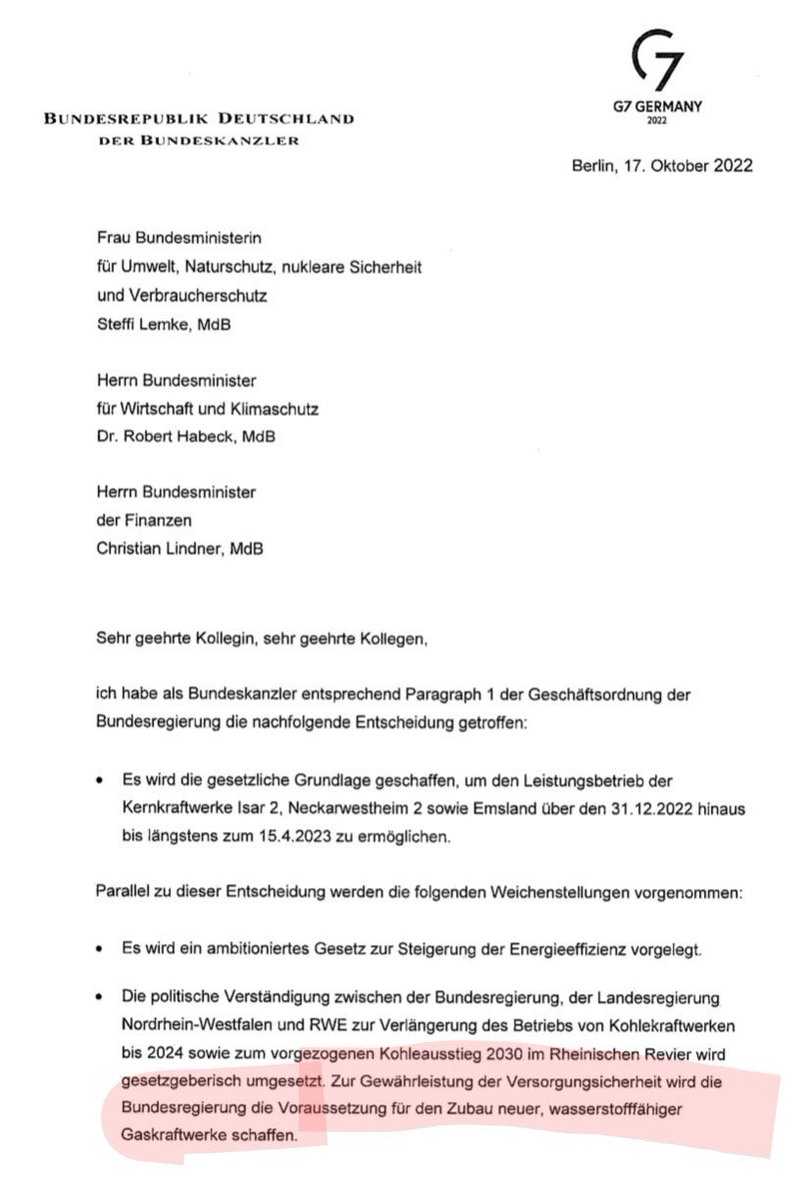spezialeinheit's tweet photo. #Richtlinienkompetenz #Scholz #Laufzeitverlängerung #OhrfeigefürdieGrünen
Alles #Papperlapapp. Das entscheidende steht da - rot markiert:
Die Regierung will als Alternative für #AKWs und #Kohle Gaskraftwerke bauen? Haben die nicht mitbekommen, das es derzeit kein Gas gibt? https://t.co/hdQ3J12Jx0