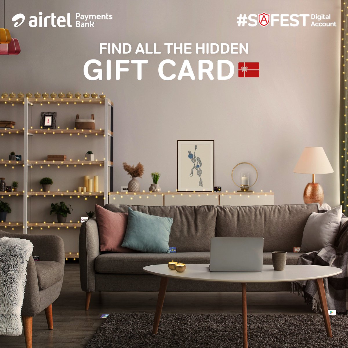 #ContestAlert! Festive season is about celebrating ❤#DilKholKar! 🎉🎊 So, grab your magnifying glasses & find all the 11 hidden #AirtelPaymentsBank #GiftCards. Participate & stand a chance to win an Amazon Voucher worth ₹5000. Contest *T&C: airtel.in/bank/bankoffer…
