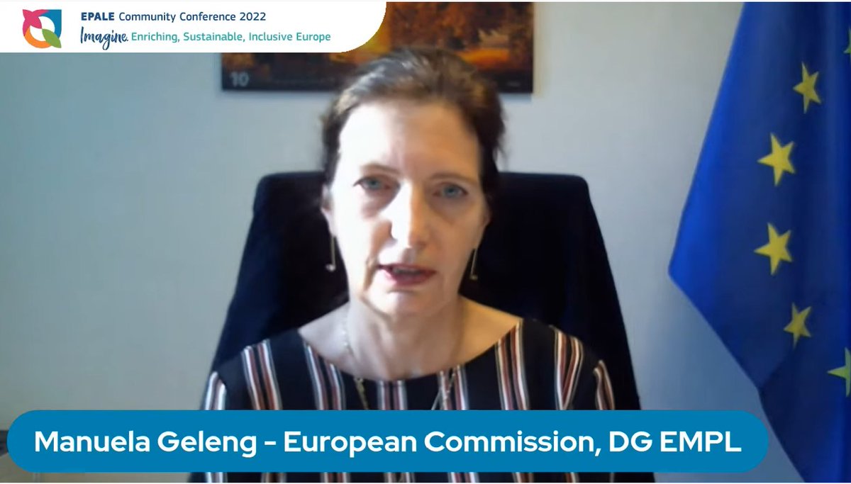 EAEA2020's tweet photo. 'A skilled workforce is at the basis for #sustainable and #inclusive economic and social development in the EU,' says @ManuelaGeleng @EU_Social at the @EPALE_EU conference #ImagineEPALE. 'Participation in #adultedu must increase.' #lifeskills #lifelonglearning #WeAreALE https://t.co/HxmCjf75jJ