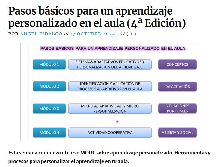 Innov. Educativa-UPM (@ieducativa_upm) on Twitter photo Se inicia la 4ª edición del MOOC "Pasos básicos para un aprendizaje personalizado en el aula."
Inscripción a #MOOCsUPM en <a href="/MiriadaX/">Miríadax</a> en:
miriadax.net/curso/pasos-ba…
<a href="/afidalgo111/">Ángel Fidalgo</a> <a href="/mlsein2/">Marisa Sein-Echaluce</a> <a href="/frangp/">Fran García Peñalvo</a> <a href="/minasenergiaupm/">minasenergiaupm</a> Se inicia la 4ª edición del MOOC "Pasos básicos para un aprendizaje personalizado en el aula."
Inscripción a #MOOCsUPM en <a href="/MiriadaX/">Miríadax</a> en:
miriadax.net/curso/pasos-ba…
<a href="/afidalgo111/">Ángel Fidalgo</a> <a href="/mlsein2/">Marisa Sein-Echaluce</a> <a href="/frangp/">Fran García Peñalvo</a> <a href="/minasenergiaupm/">minasenergiaupm</a>