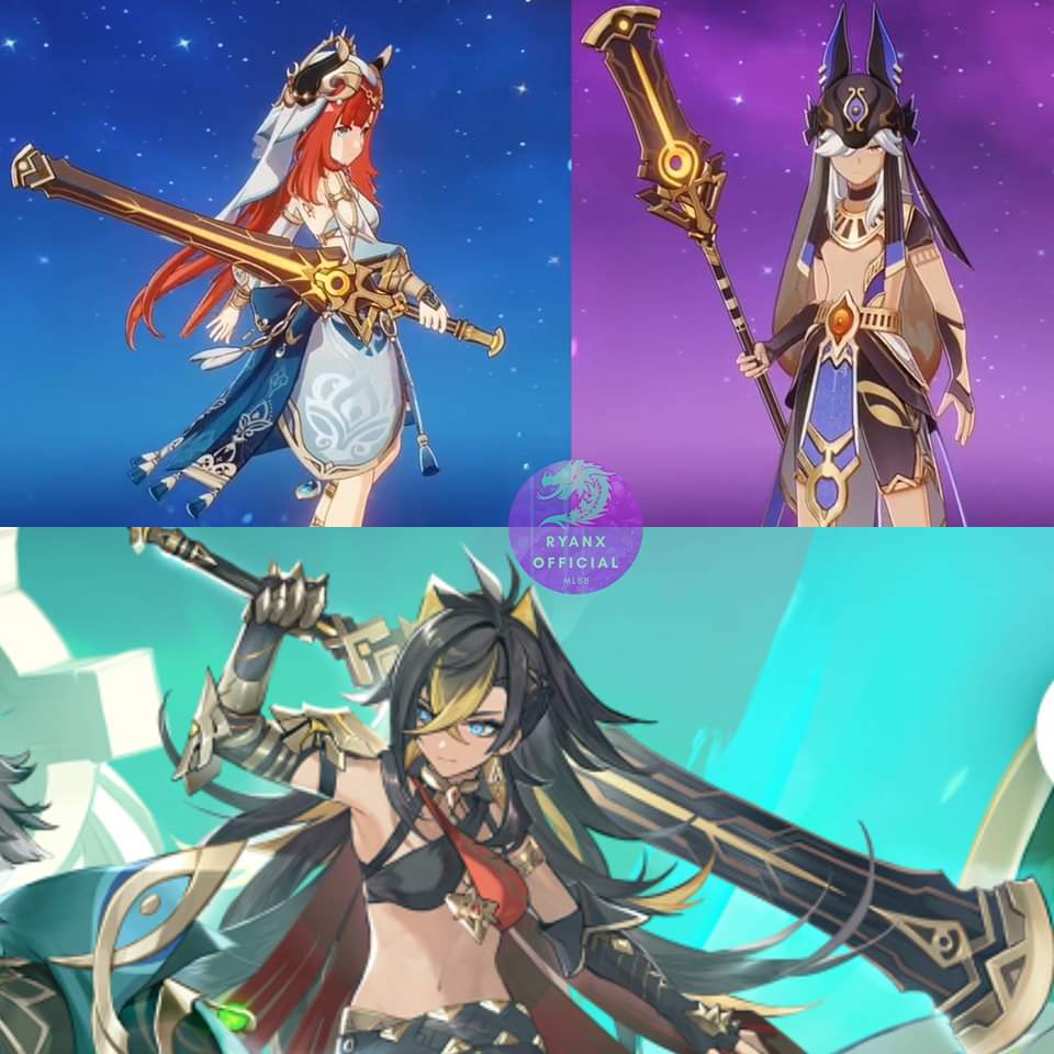 teyvattabloid's tweet photo. Reason why Dehya using the 1 star Waster Greatsword because her signature weapon is not available yet but Hoyoverse already revealed it on their promo ads. Her weapon series are the same as Nilou &amp; Cyno weapon.

©️ Raynx Sinclair ( fb )

#Genshinlmpact #Genshin #genshinmemes https://t.co/HsKGx1Ltvu