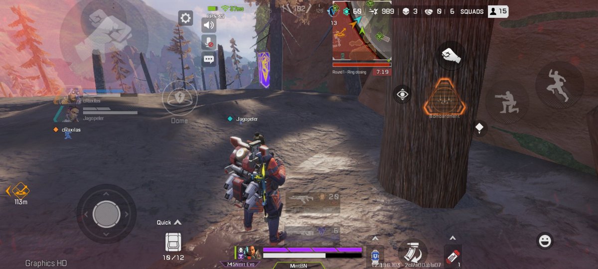 Mint_nbd's tweet photo. TPP bug in FPP. Most likely triggered in the midst of an enemy's finisher sequence and getting interrupted. @PlayApexMobile https://t.co/6ekuRtQObW