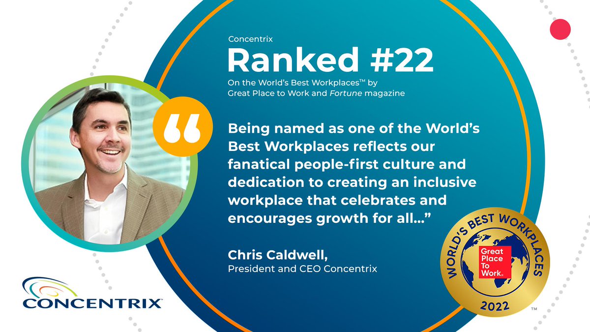 This simple yet essential promise — to always put our people first — is woven throughout the DNA at Concentrix. We're proud to be ranked #22 on this year’s #WorldsBestWorkplaces list by <a href="/GPTW_US/">Great Place To Work</a> &amp; <a href="/FortuneMagazine/">FORTUNE</a> and to be home to 290,000+ diverse staff!