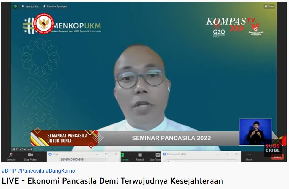 Pak M. Riza Damanik-Staf Khusus Menteri Koperasi dan UKM menjelaskan dr data survey 90%  UMKM Indonesia mebidik produk ramah lingkungan.Apalagi stlh pandemi ada perubahan konsumen utk kesehatan &amp;lingkungan
#EkonomiPancasila #gemarmulia #pancasiladalamtindakan
<a href="/BPIPRI/">Badan Pembinaan Ideologi Pancasila</a> <a href="/mimbarsopan/">MimbarSopan</a>