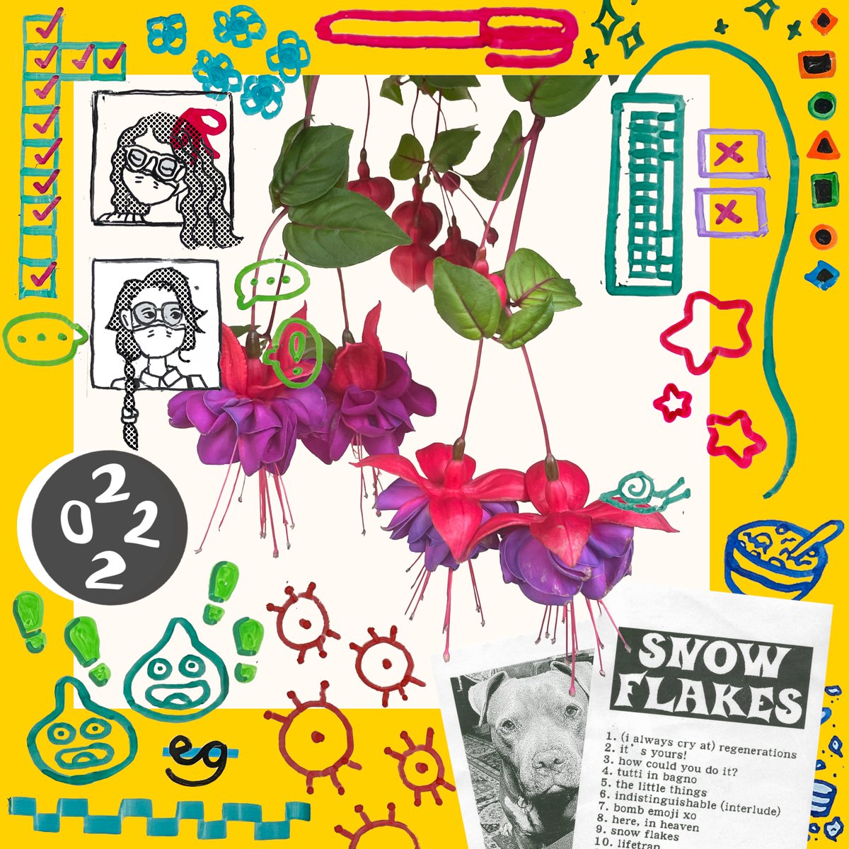 this is the debut elite gymnastics album. it is called "snow flakes 2022" and it is on bandcamp now. here is the cover art in this tweet, the link is in the next tweet. i worked really really hard on this thing and i think it is very good