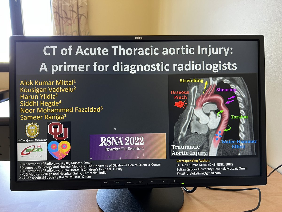 samrad77's tweet photo. Our @RSNA educational exhibit- “CT of acute aortic injury: A primer”  is ready to upload. Last look changes and edits. 

Great work by the authors @alokmittaldr @noorfmb @drharunyildiz and Koushigan. 

Looking forward to #RSNA2022. 

@cookyscan1 @RadioGraphics https://t.co/y9RhiNqEcb