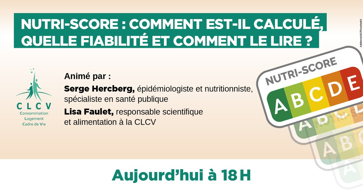 clcvorg's tweet photo. 🗓RAPPEL -  Rdv aujourd'hui à 18h !
Ne manquez pas notre #webinaire en accès libre et gratuit sur le #nutriscore : calcul, utilité, éclairages scientifiques, fake news...
➡️Pour y participer : https://t.co/e7JD6UMnw7
➡️Code : 863491 https://t.co/1qG917RGWe