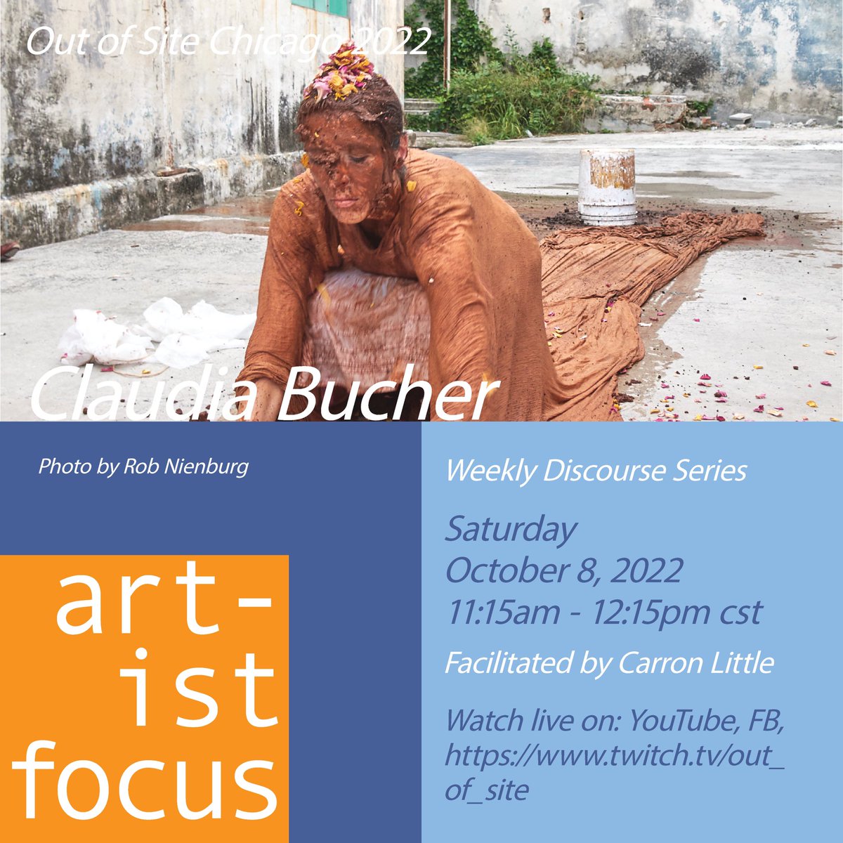 <a href="/outofsite_chi/">Out of Site Chicago</a> has started its fifth edition of Artist Focus this fall 2022. Every Saturday at 11:15am cst | 18:15 ect we will be in conversation with an artist who has an outdoor public performance art practice. #artisttalks #performanceart #outdoorart