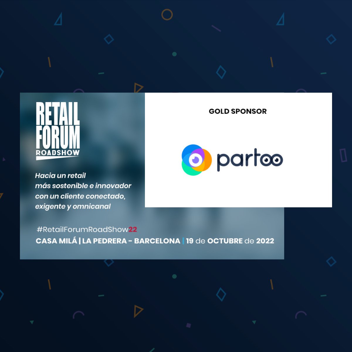 Partoo_ES's tweet photo. Mañana, miércoles 19 de octubre estaremos presentes como patrocinadores Gold 🏅 en el exclusivo evento #RetailFroumRoadshow22 que tendrá lugar en el edificio insignia de Barcelona, La Pedrera (Casa Milà). https://t.co/mDdaC8z23q