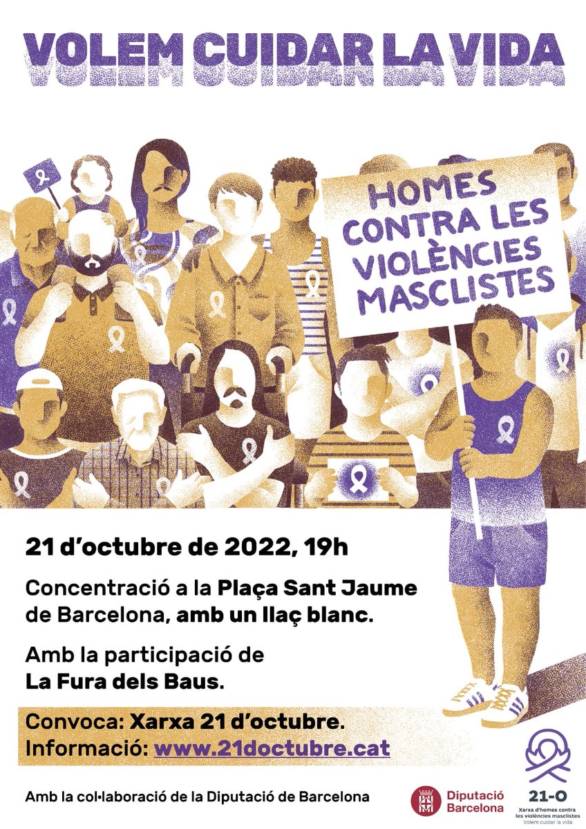 Igualitaris's tweet photo. NECESSITEM VOLUNTARIS i VOLUNTÀRIES per a fer una xarxa humana amb La Fura dels Baus aquest divendres en la concentració contra les violències masclistes i a favor de la cura de la vida.

21 d'octubre - plaça St. Jaume de Barcelona

Info a les imatges 👇👇 https://t.co/sILuJi64vO