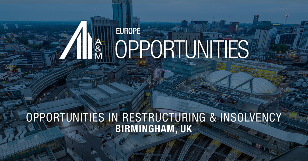 If you're interested in working in a highly skilled team on high-profile engagements in restructuring advisory &amp; insolvency, reach out to our team about these career #opportunities in any of our Birmingham offices: bit.ly/3SBzzzJ. #ApplyNow #AMteamEMEA #Recruitment