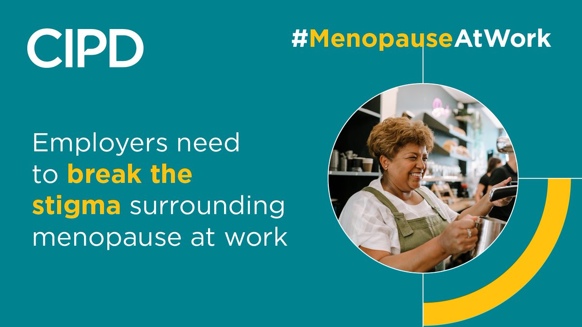 CIPD's tweet photo. On #WorldMenopauseDay, some positive steps to normalise the conversation about #Menopause at work: 
✨ Share stories and helpful adjustments
✨ Be a good ally and supporter
✨ Create menopause-friendly workplaces.

Our guides are here to help: https://t.co/x66Jii86Wg https://t.co/LoU8hxvBqD