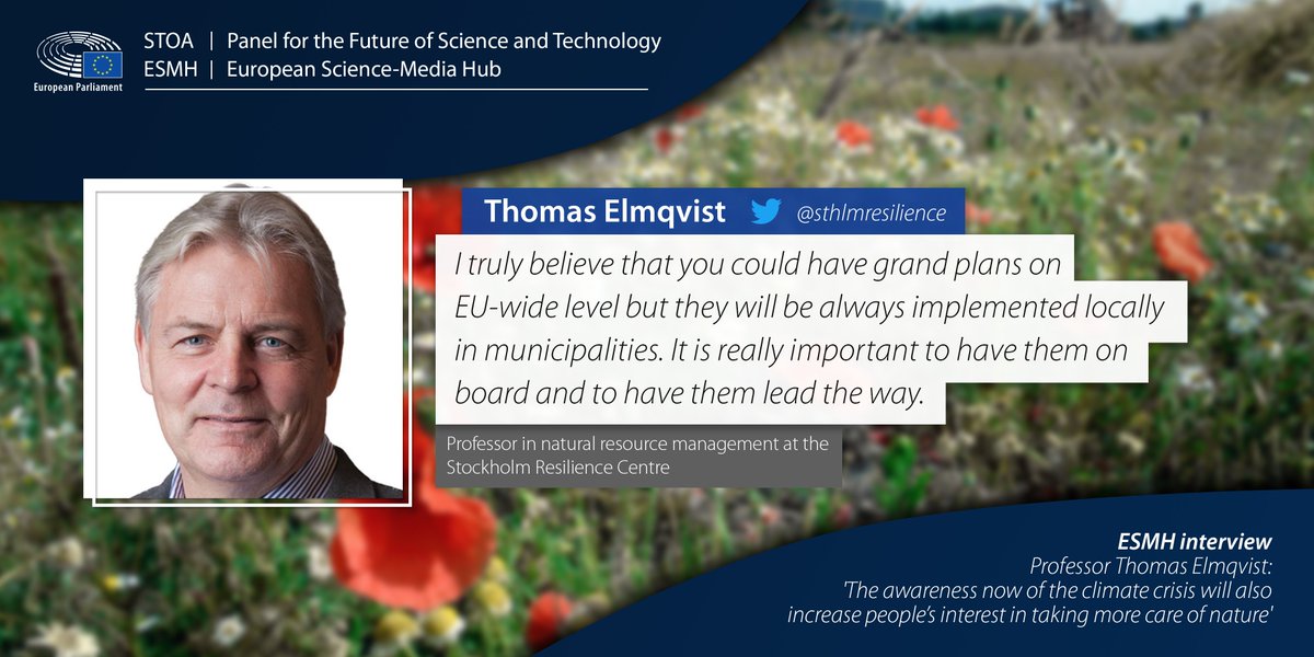 'The awareness of the #climate crisis will also increase people’s interest in taking more care of nature'🌱 👉Interview Prof Thomas Elmqvist @sthlmresilience: wp.me/panTdn-3a2 #ESMH #biodiversity @UN @samgregman @FutureEarth #EUGreenDeal @RasmusAndresen