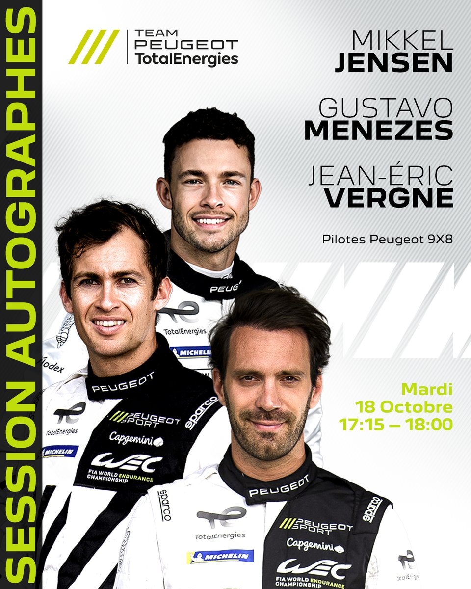 Paris! We'll see you TODAY on the @peugeot booth at the @mondialdelauto with three of our drivers : @mikkelhjensen, @jeanericvergne and @followgustavo! Come and see them, as well as the #Peugeot9X8!