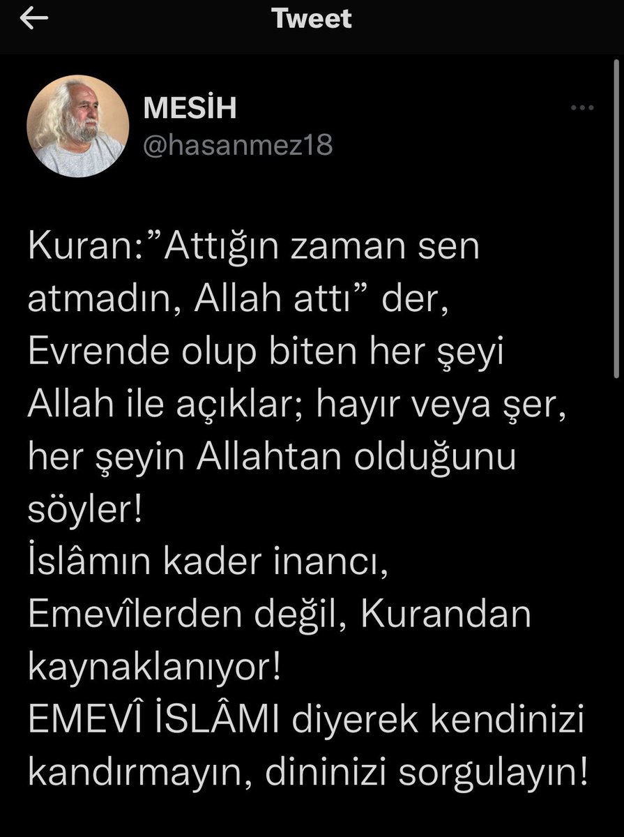 Kuranda, Evrende olup biten her şeyin Allahtan  ve Allah indindeki bir kitapta yazılı olduğunu, Allah size ne yazdıysa onu yaşayacağınızı söyleyen onlarca âyet vardır!
Erdoğanın, maden faciasını kadere bağlamasının sebebi, Emevî İslâmı değil, Kuranın kader öğretisidir!
GERÇEK BU