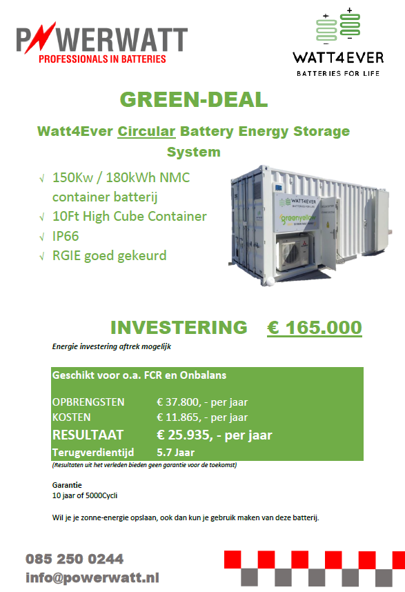 #GREENDEAL 150kW/180kWh #batterij #circulair, geproduceerd in Europa. linkedin.com/posts/mwttimme…