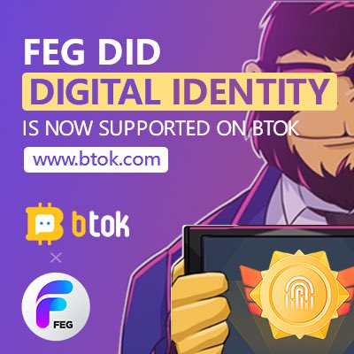 Fegtoken_China's tweet photo. Congratulations to #FEtoken for partnering with #Btok , we will continue to promote more activities.  Btok can now support FEG DID digital identity, join us and support FEG.

@FEGtoken @Btok_official @RTRcrypto @gingermammoth https://t.co/BuLsOmFKAB