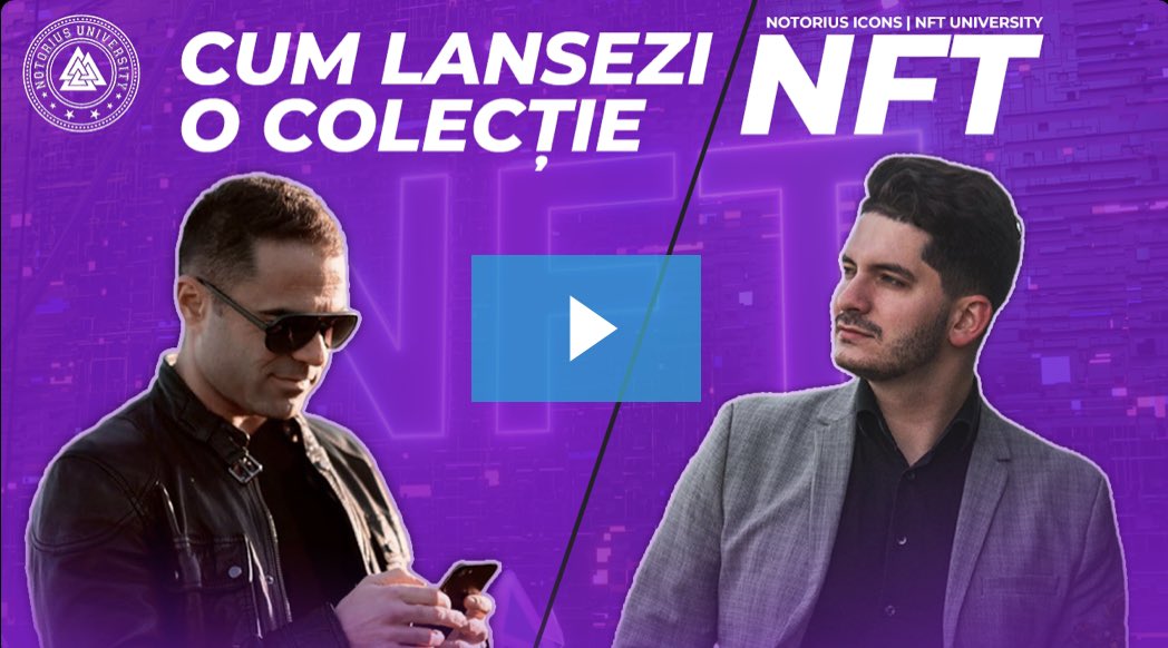 Pașii pentru lansarea unei colecții NFT (webinar GRATIS)✌️
• Ce fel de utilitate pot avea colecțiile de NFT
• Cum creezi o cultură în jurul proiectului tău
• Cum se câștigă venitul pasiv
• Cum crești valoarea NFT-urilor pe termen lung

notoriusnftuniversity.ro