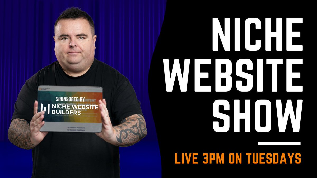I have a brand new weekly show, Tuesdays at 3pm with Niche Website Builders

Today is the first session, and we will be able to talk to a company that has built over 5000 niche websites.

We get the opportunity to pick the brains of Mark Mars today.

Link in 1st comment