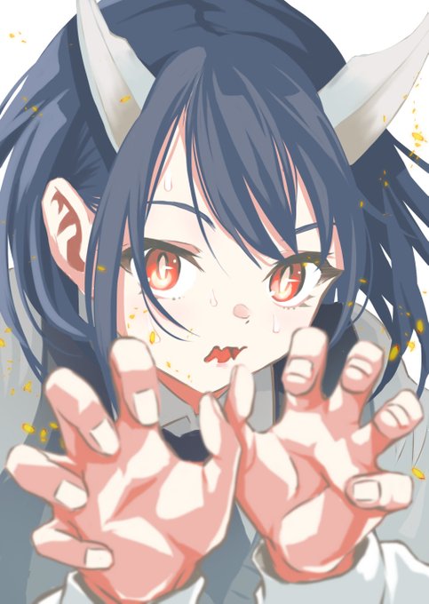 「blue hair claw pose」 illustration images(Latest)｜5pages