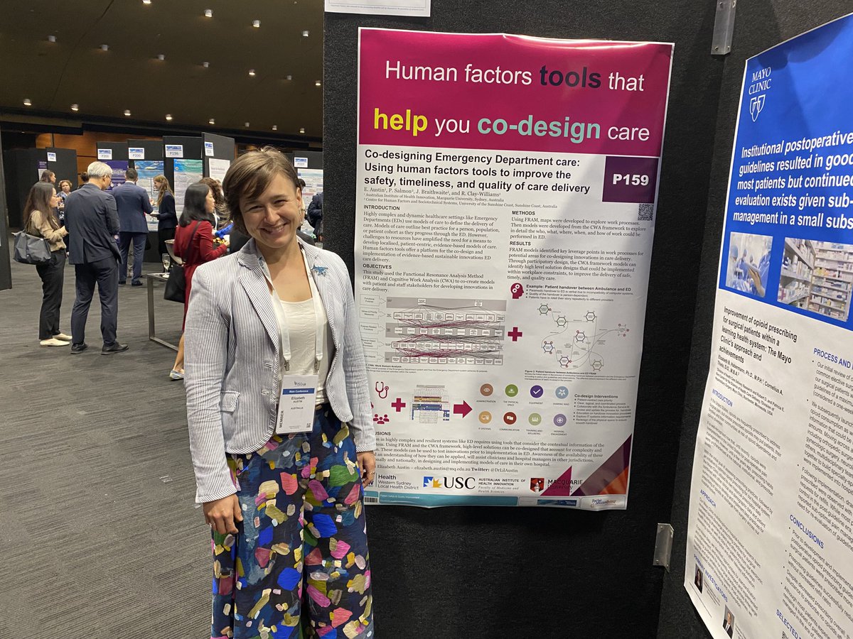 Australian Institute of Health Innovation (@aihi_mq) on Twitter photo New research from <a href="/DrLilAustin/">Elizabeth Austin</a> and <a href="/RClayWilliams/">Robyn Clay-Williams</a> on how we can use human factors tools to improve the safety and quality of emergency departments . Check out our poster at #isqua2022 or visit our research page:
mq.edu.au/research/resea… New research from <a href="/DrLilAustin/">Elizabeth Austin</a> and <a href="/RClayWilliams/">Robyn Clay-Williams</a> on how we can use human factors tools to improve the safety and quality of emergency departments . Check out our poster at #isqua2022 or visit our research page:
mq.edu.au/research/resea…