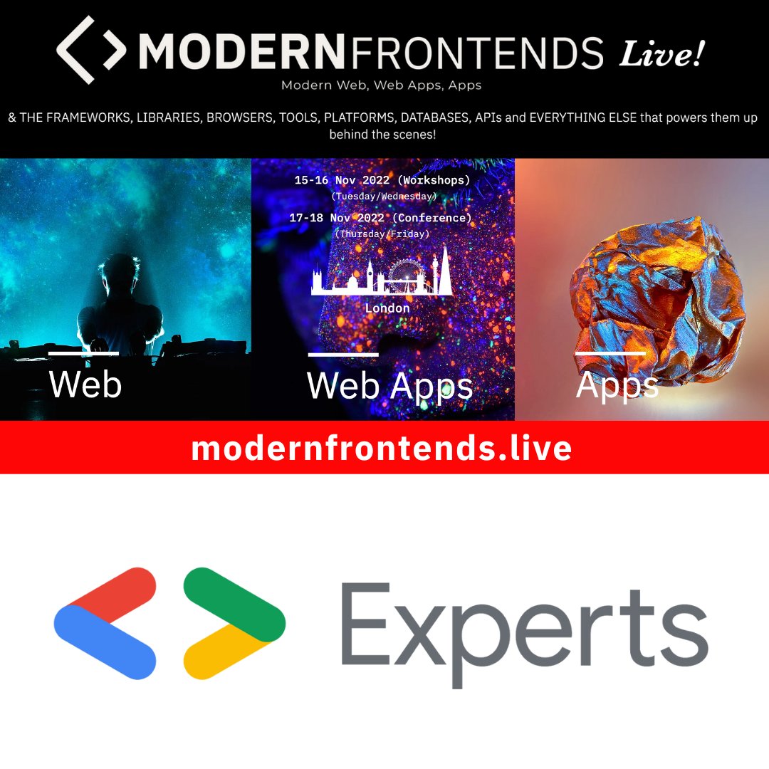 ModernFrontends's tweet photo. We are happy to have #GoogleExperts represented at @modernfrontends by @nic_o_martin
Catch his talk "Beyond the browser β how to talk with robots"
ποΈ https://t.co/CiypnUWzEE
π Nov 15-16 (Workshops)
π Nov 17-18 (Conf)
π London
See you there! https://t.co/5FvpLaEwtC