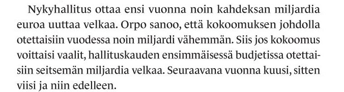 Lauri Finér (@laurifinest) on Twitter photo Uudessa <a href="/SuomenKuvalehti/">Suomen Kuvalehti</a> <a href="/PetteriOrpo/">Petteri Orpo</a> esittää, että ensi vaalikaudella alijäämän pitäisi laskea joka vuosi miljardilla verrattuna vuoden 2023 budjettiin. Hallituskauden lopussa 2027 alijäämä olisi siis 4 mrd€ vähemmän. Toisin sanoen <a href="/kokoomus/">Kokoomus</a> esittää valtavaa sopeutusta.🧵1/8 Uudessa <a href="/SuomenKuvalehti/">Suomen Kuvalehti</a> <a href="/PetteriOrpo/">Petteri Orpo</a> esittää, että ensi vaalikaudella alijäämän pitäisi laskea joka vuosi miljardilla verrattuna vuoden 2023 budjettiin. Hallituskauden lopussa 2027 alijäämä olisi siis 4 mrd€ vähemmän. Toisin sanoen <a href="/kokoomus/">Kokoomus</a> esittää valtavaa sopeutusta.🧵1/8