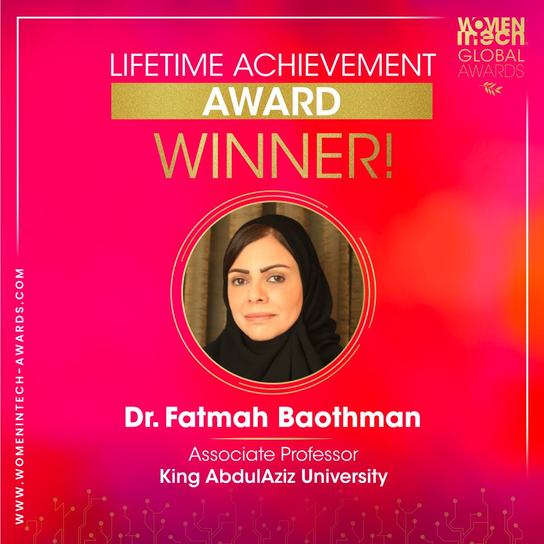 Let us all congratulate our Global Lifetime Achievement Award winner Fatmah Baothman. Your remarkable journey to professional success was accomplished with effort, skill, and courage.💫🏆 #WITGA22